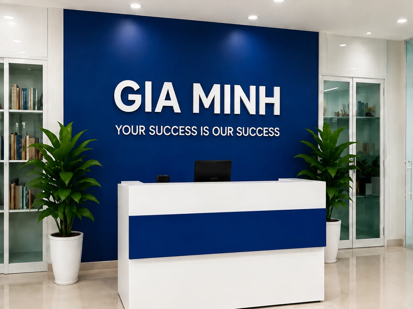 Quầy lễ tân Trung tâm Ngoại ngữ Gia Minh